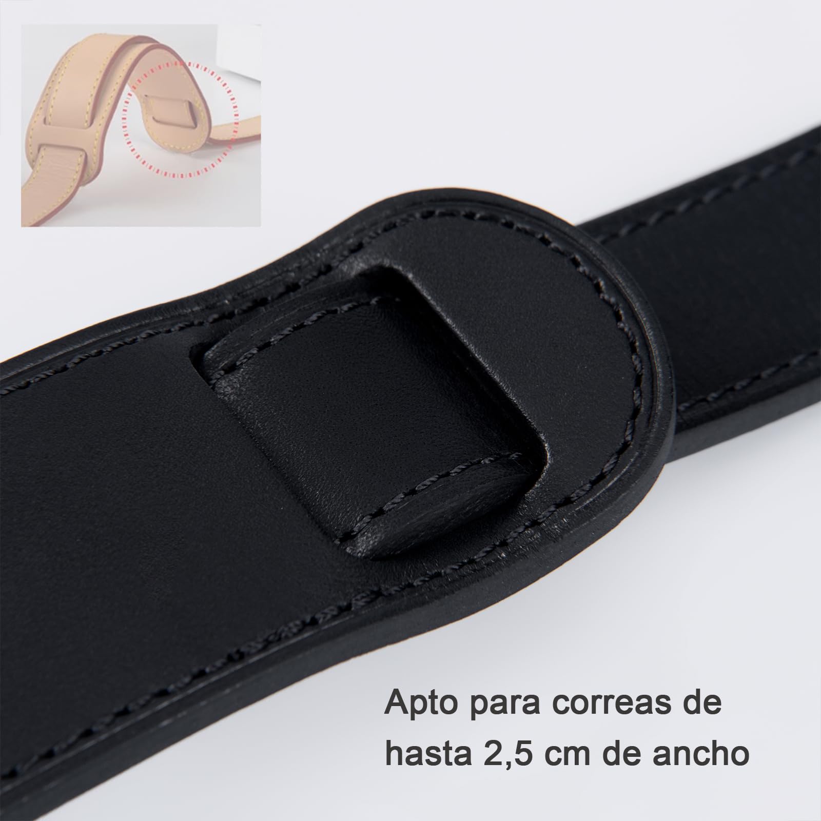 BERRY & SNOWY Cojín para Correa de Hombro de Cuero Vachetta, Adecuado para LV Keepall 45 50 55, Speedy P9 30 40 (Ancho de Correa ≤ 2,5 cm, Vachetta Negro).