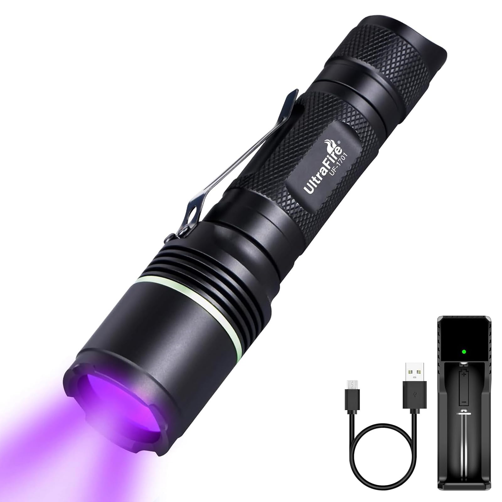 Ultrafire Black Uv Flashlight 395Nm Led Light, Single Mode Powerful Uv Light For Curing Uv Glue Resin, Pet Urine Stain, Leak Detector, Flurescent, Scorpion