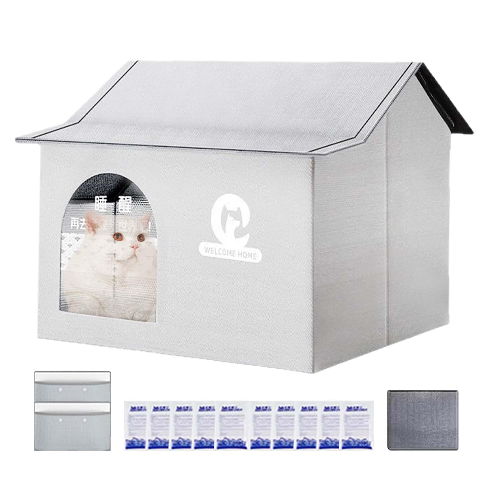 Abri pour chat rafraîchissant extérieur pliable et isolé pour l'été et l'hiver