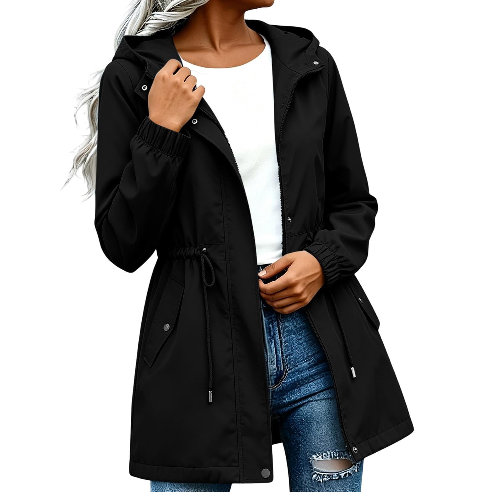 Generisch dünne regenjacke damen Wasserdicht Übergangsjacke Outdoor Herbstjacke Motorrad Jacke Einfarbige Oberteil Casual Sportjacke Windjacke