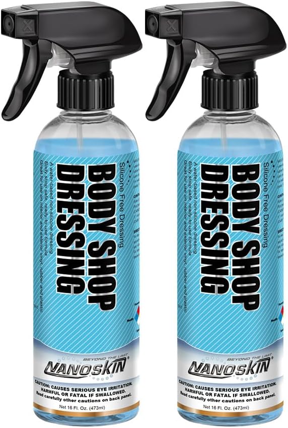 Nanoskin Body Shop Dressing 1 Gallon - Body Shop Safe, Silicone Free Formula | Restores Deep Black Color on Exterior Tires, Vinyl, Rubber, Plastic & Trim | Safe for Cars, Trucks, RVs, Boats & More