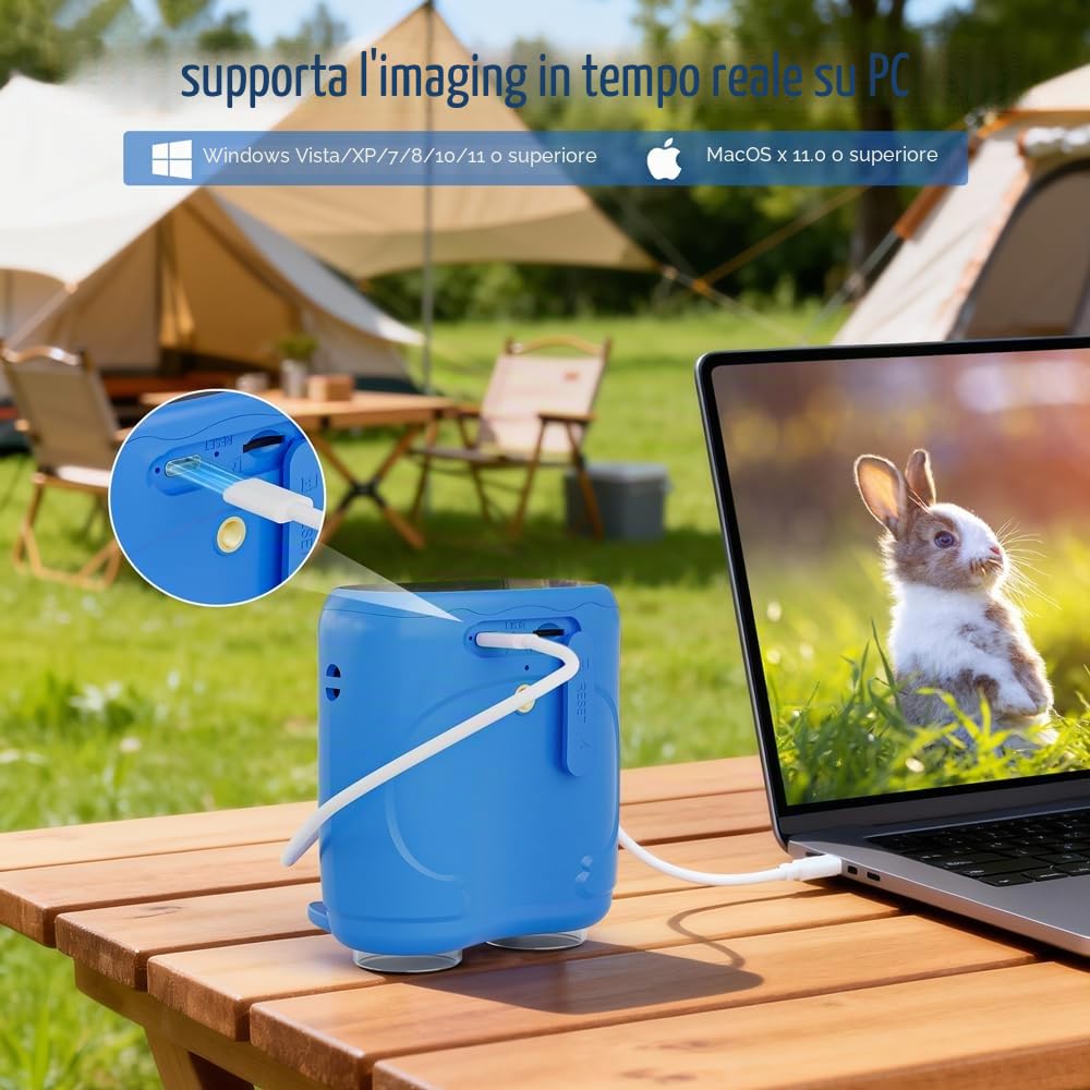 2 in 1 Microscopio Bambini e Telescopio, Temodu Microscopio Digitale da 2.0‘’, Elettronico Portatile Telescopio 10X con 8 luci LED, può essere utilizzato come regalo di compleanno o di Natale (Blue)