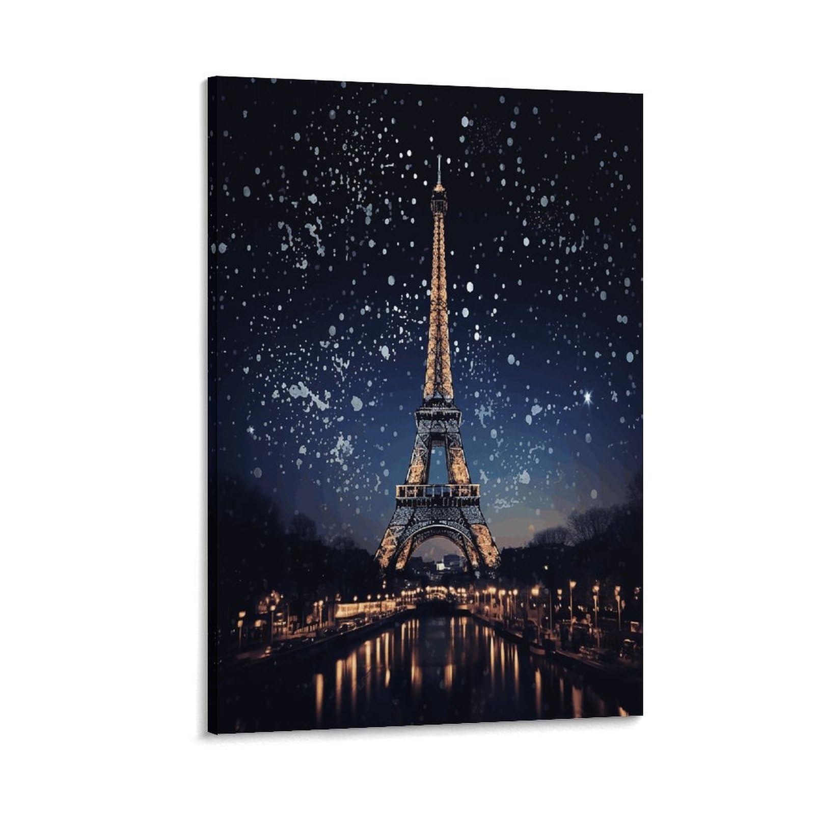 Night Paris Eiffel Tower Canvas Wall Art on Canvas Prints Artwork Exquisite Decor Artwork Hang Wall Picture Hangable Decor Painting Picture Printed Poster Art for Home Decor 24x36inch(60x90cm)