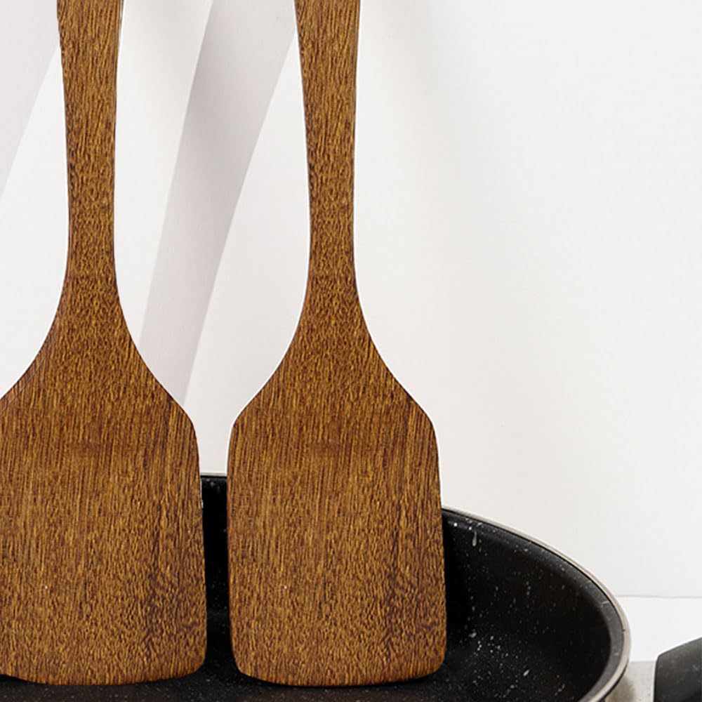 Wooden Spatula for Cooking No Stick Wooden Spatula Cooking Kitchen Utensils Shovel Long Handled Wood Corner Spatula Spoon Scraper - Image 3