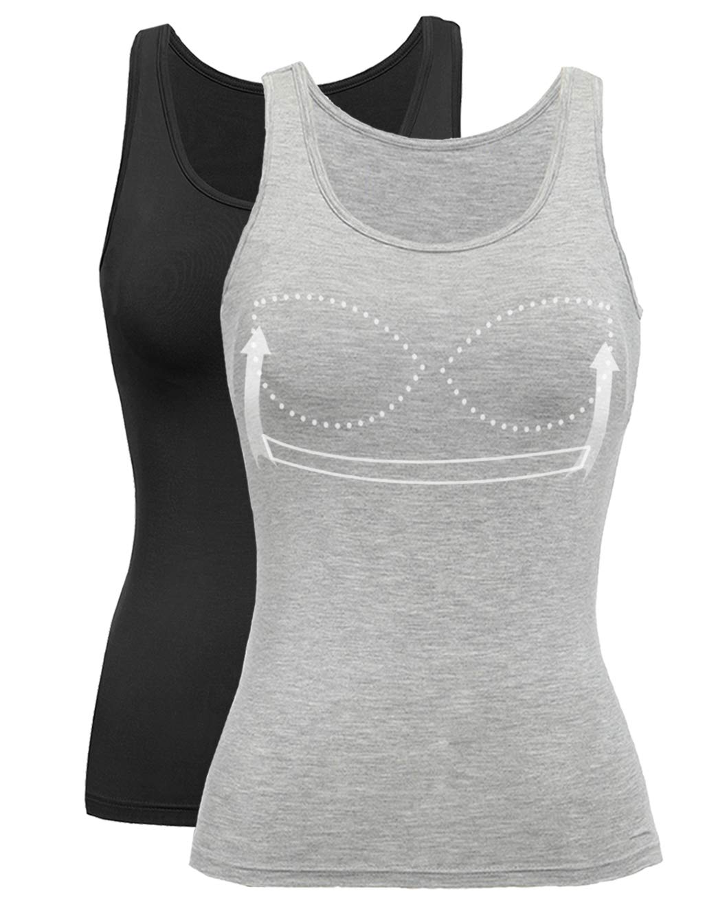 Tank Top with Built in Bra Cup for Women Casual Wide Strap Sleevless Layer Camisole Yoga Top Pack S-3XL