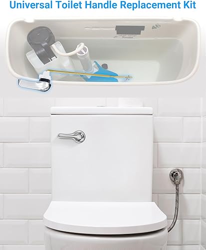 Miniatura 2 de Kit universal de repuesto para manija de inodoro de latón con cadena de aleta, compatible con Mansfield Kohler American Standard TOTO Korky Delta