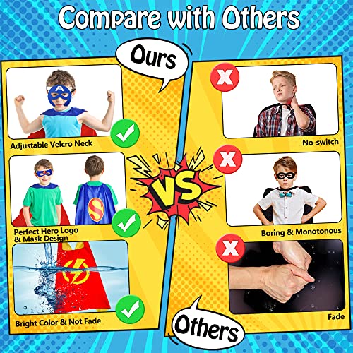 Chennyfun Capas de Superhéroe, Disfraz Infantil para Carnaval, Halloween, Cosplay, Cumpleaños, Navidad - Regalos para Niños