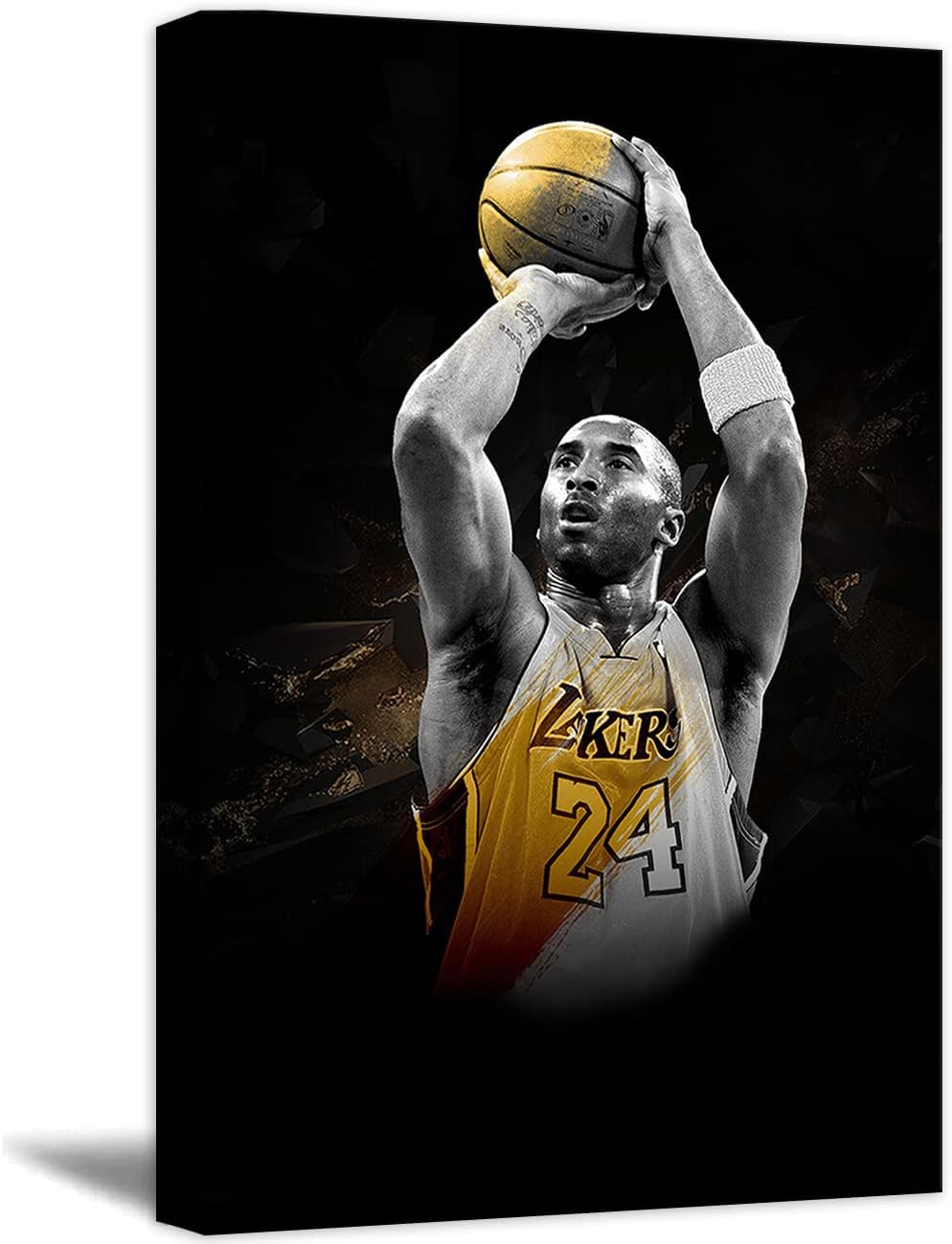 Kobe Bryant Canvas Wall Artwork Basketball Participant Posters Wall Decor Sports activities Image Fashionable Paintings for Boy Bed room Decorations for Basketball Fan Memorabilia Items (12″×18″ (30×45cm) Body)