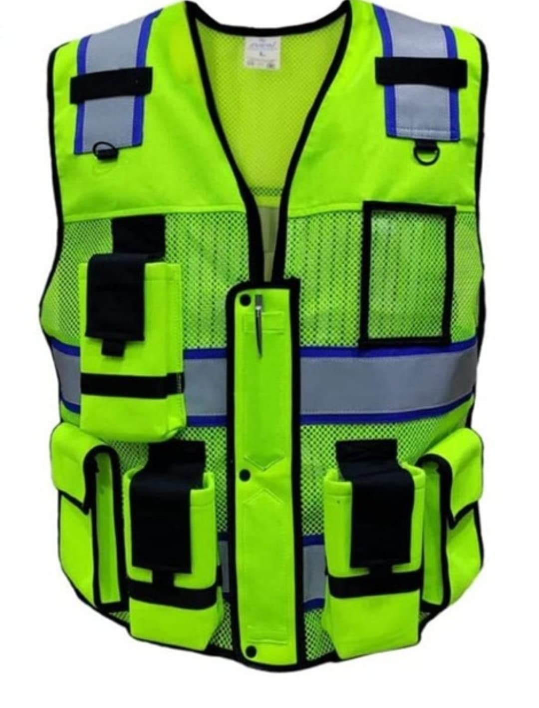 Gupta Enterprises Unisex Safety Vest Motorcycle Reflective Suit, Fluorescent Yellow Safety Reflective Vest Double Layer Breathable Mesh Fabric Pockets Outdoor Reflective Vest