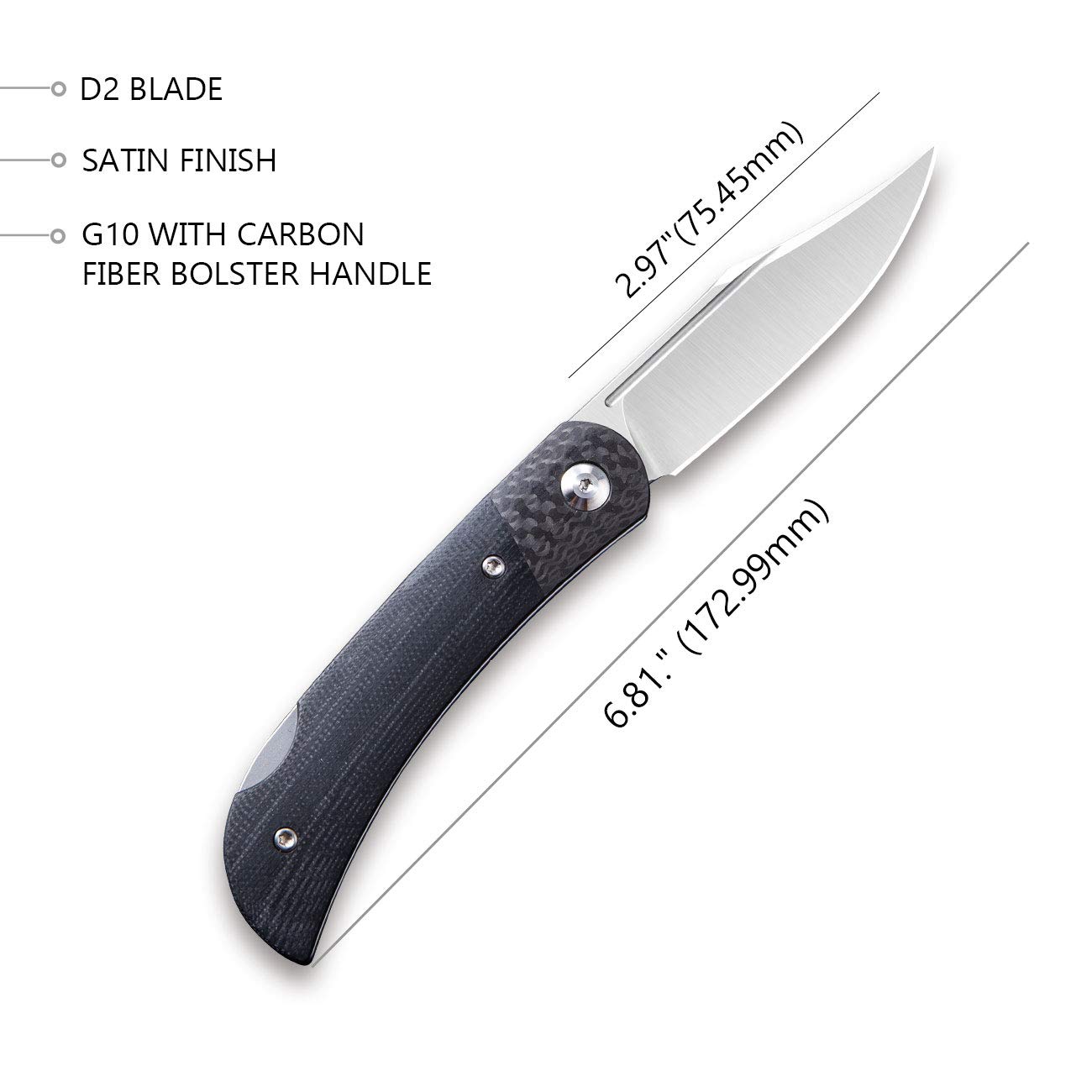 CIVIVI Rustic Gent Pocket Knife Lockback Hunting Knife with D2 Clip