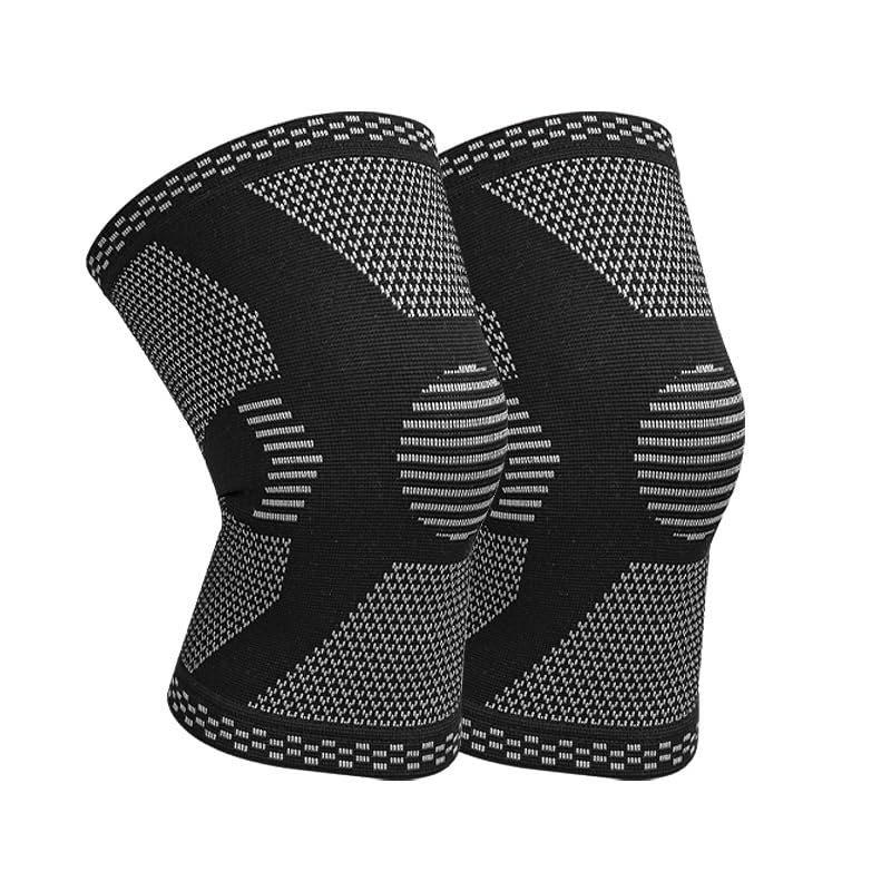 Knitted Nylon Sports Knee Pads Four-sided Stretch Breathable Sweat-absorbent Silicone Running