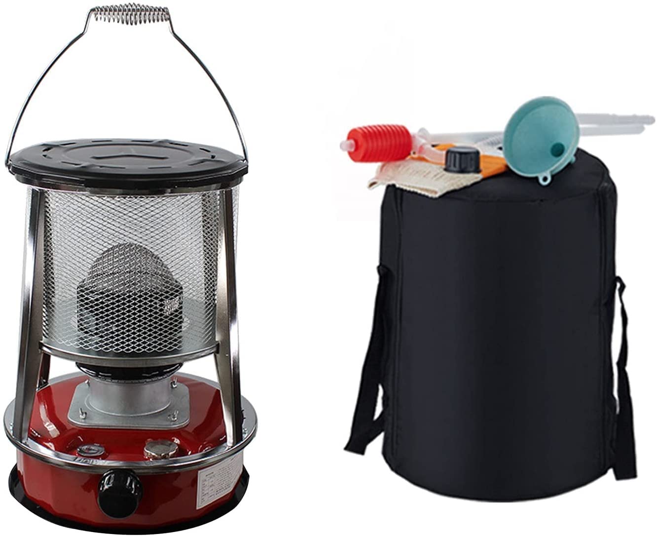 Calentador de estufa con bolsa de almacenamiento, calentador de aceite de acero inoxidable portátil ligero, quemador de vidrio para calentador de queroseno para acampar en interiores y exter