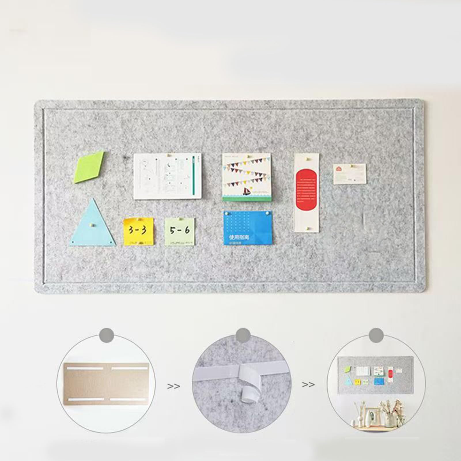 Selbstklebende Filz-Wandtafel mit Schallabsorption, einfache Installation für Arbeitsbereiche, Dekorationen, benutzerfreundlich, Stoff-Filztafel, Abziehstab, Halterung, geeignet für Notizen