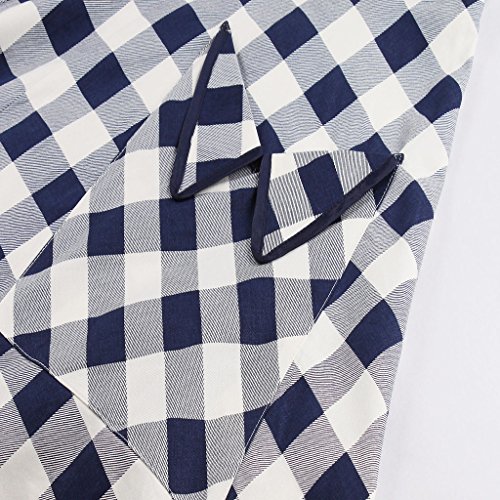 Homyl Stylish Vestido feminino azul xadrez vintage estilo anos 50 60 coquetel festa manga curta skat