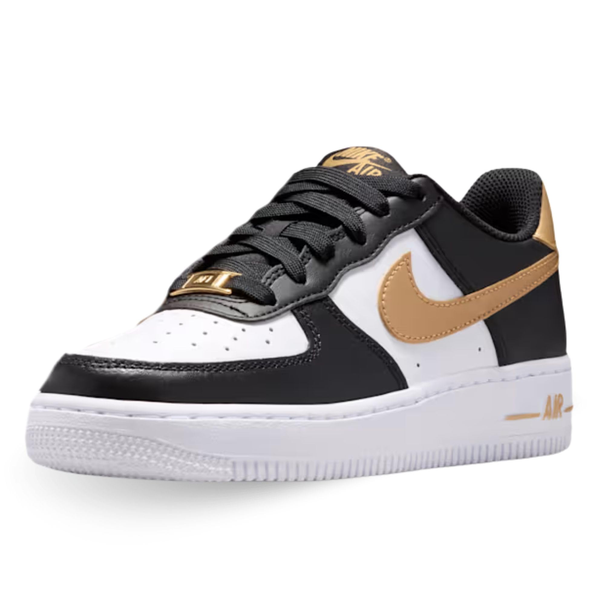 Air Force 1 Big Kids' Shoes (Black/Black/White/Metallic Gold)