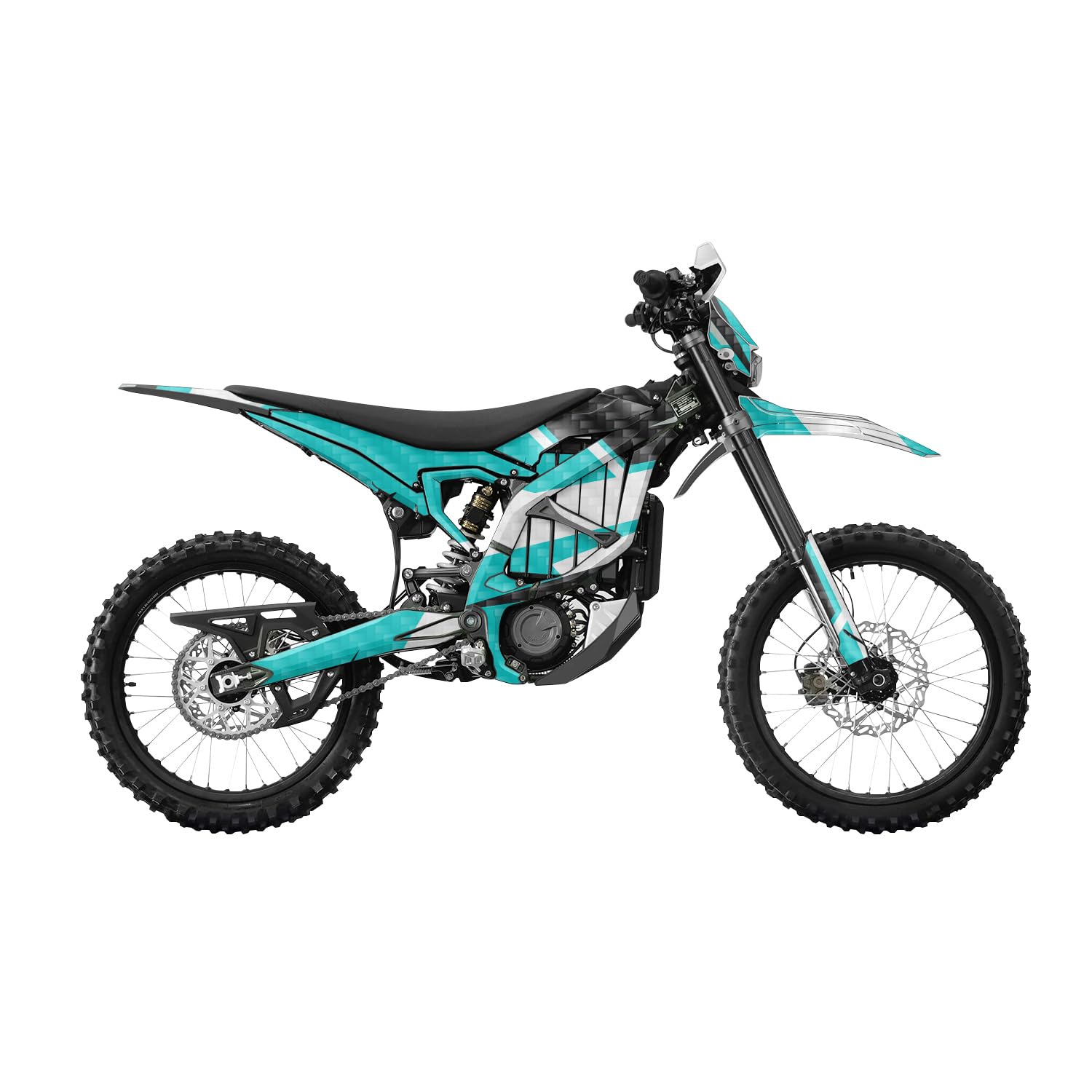 Carbon Fiber Surron Ultra Bee Graphics Kit Wrap - Cyan Tear - Sur-Ron Skin - Premium 3M Vinyl Protective Wrap Decal Cover - Easy to Apply | Crafted in The USA by MightySkins