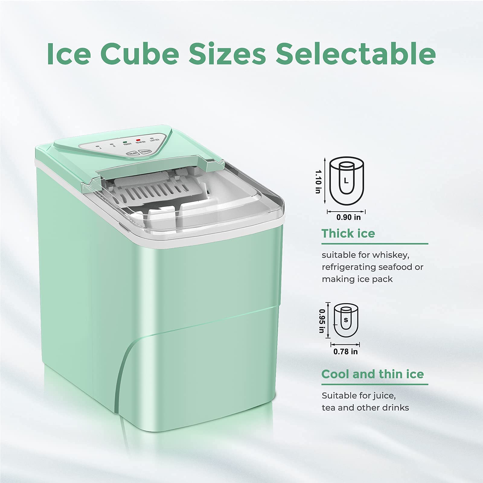 Portable Ice Maker, 26lbs/24h Counter Top Ice Maker Machine, Self-Cleaning, 9 Ice Cubes Ready In 6 Mins, Compact Automatic Ice Cube Maker Machine With Scoop & Basket For Home Office RV on Fridge.com - View 3