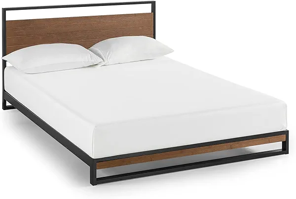 ZINUS Suzanne Bamboo and Metal Platform Bed Frame, 7-Inch Low Profile, Solid Steel Construction, No Box Spring Needed, Wood Slat Support, Easy Assembly, Chestnut Brown, Full