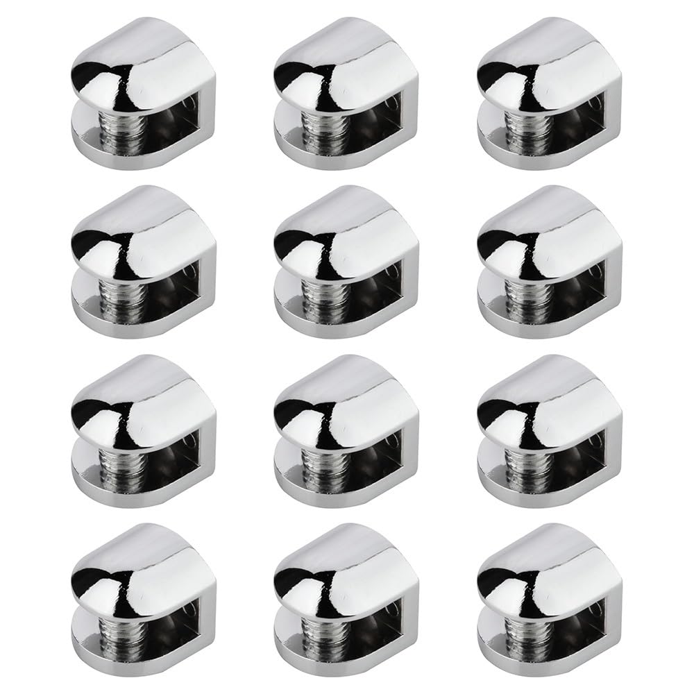 Udhsnjzg One Color Glass Clamps 12Pcs/Lot Glass Clamp Adjustable Zinc Alloy Shelf Holder Flat Back Mount For Staircase Handrail