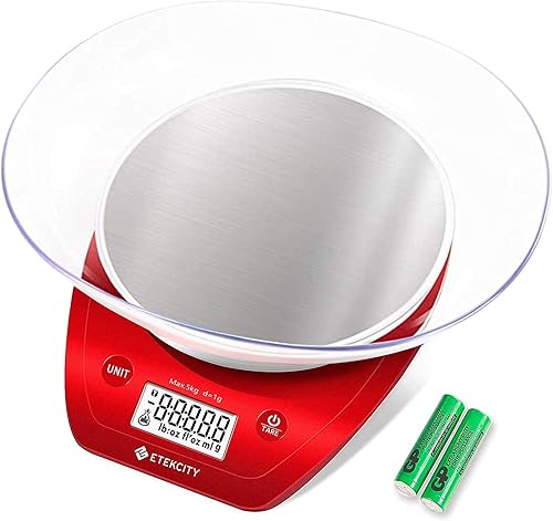 Etekcity Báscula de cocina de 0.00oz, cuenco, gramos digitales y onzas para pérdida de peso, dieta, hornear, cocinar y preparar comidas, 11 lb5 kg,