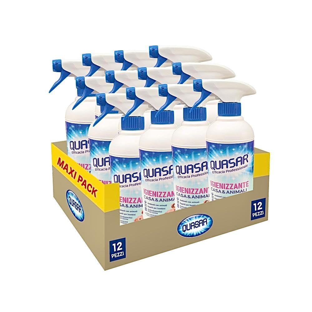QUASAR IGIENIZZANTE CASA e ANIMALI 580 ml - Pulitore Spray - Confezione da 12 PEZZI - 12x580ml
