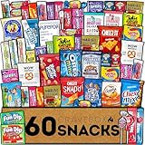 CRAVEBOX Snack and Candy Box (60 Count) Halloween Adults Variety Pack Bundle Assortment Gift Basket Kids Care Package Boyfriend Birthday Office College Boys Men Students Food College School