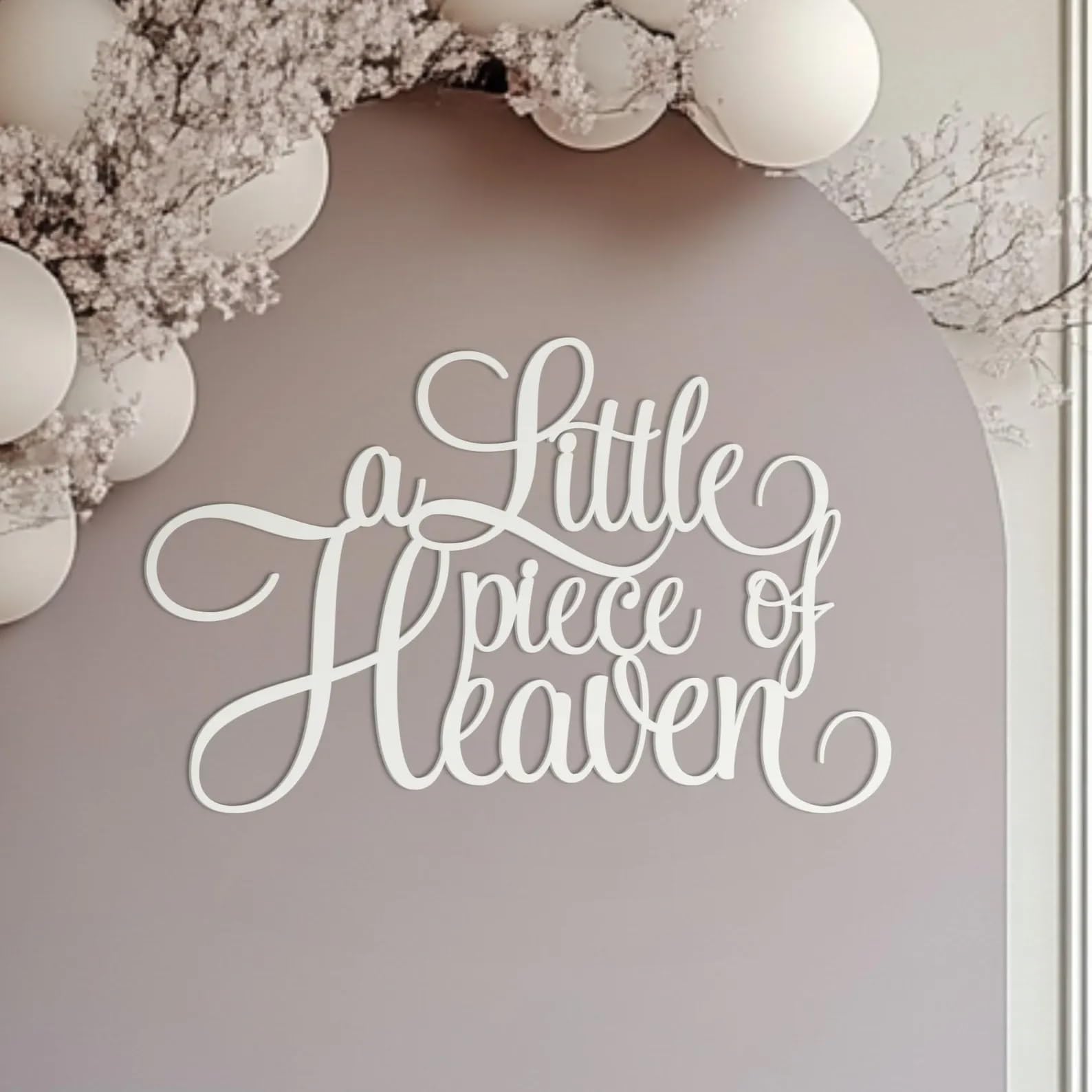 A Little Piece of Heaven Sign for Backdrop,Baby Shower Backdrop Wall Decorations for Baby Shower Decoration,Baptism or Gender Reveal Party Photo Booth Decor