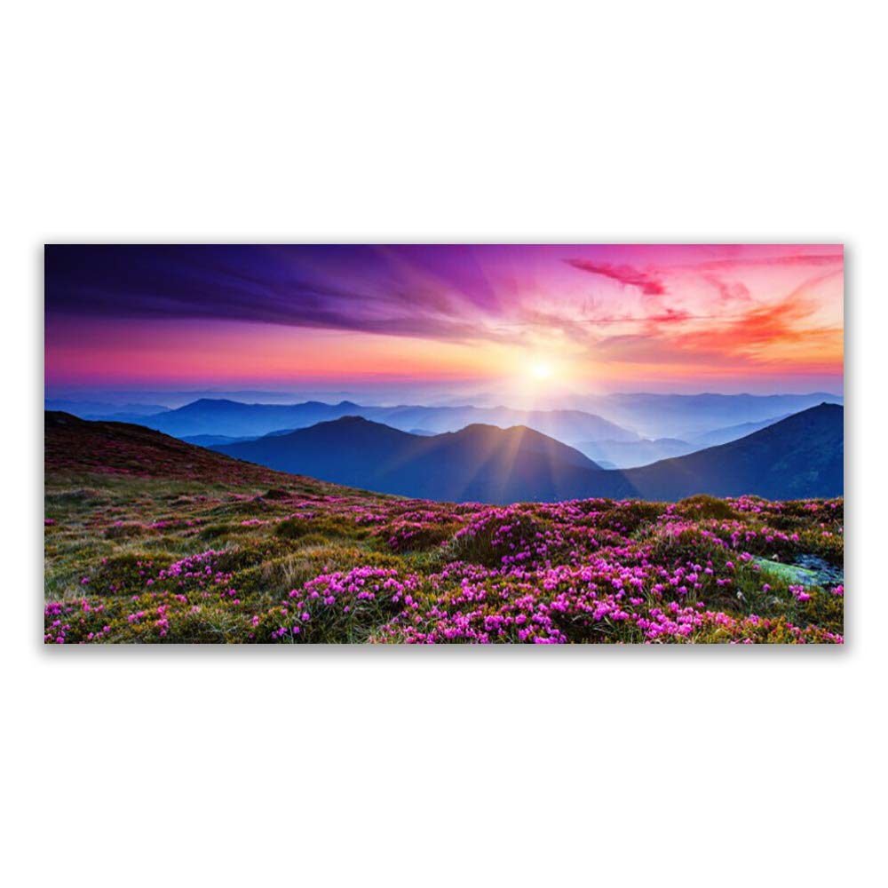 Impression sur verre acrylique 140x70cm tableau paysage de montagnes