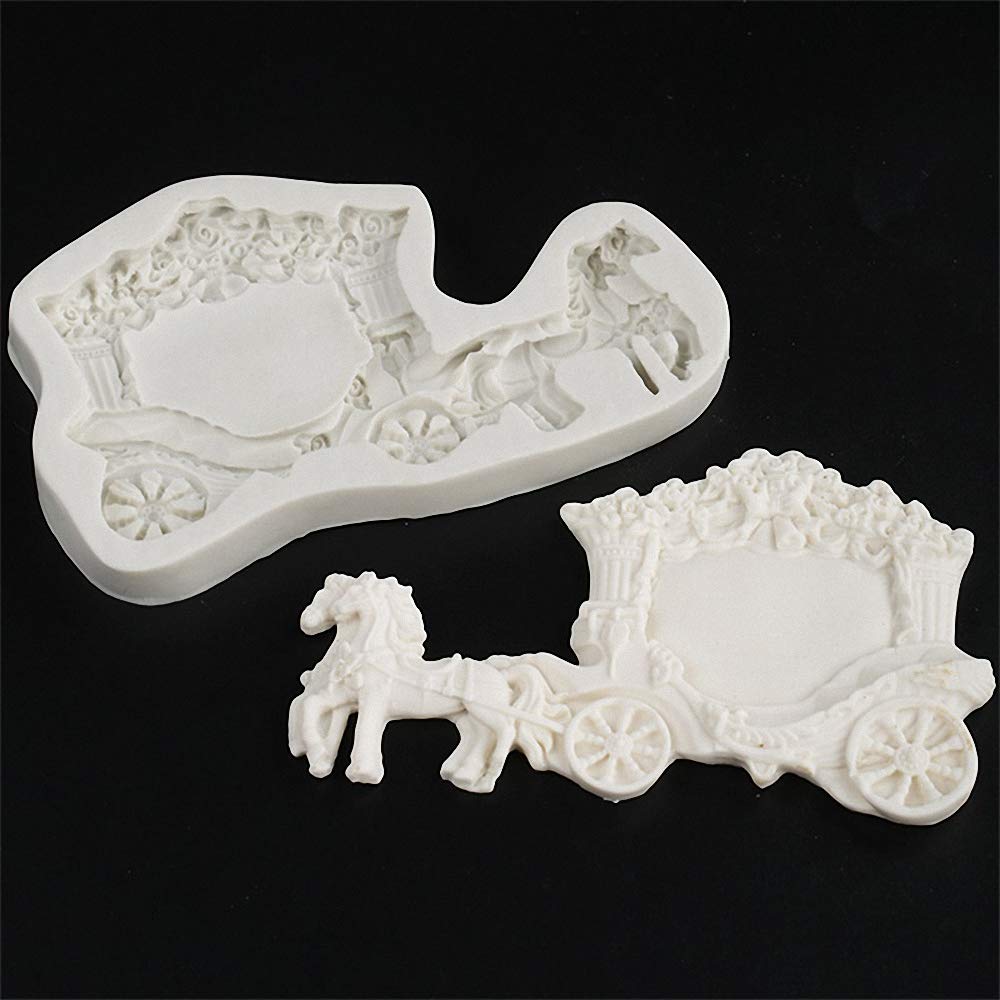 Horse Carriage Silicone Fondant Mold Romantic Sugarcraft Wedding Cake Decorating Gum Paste Tools Candy Chocolate Polymer Clay Mould