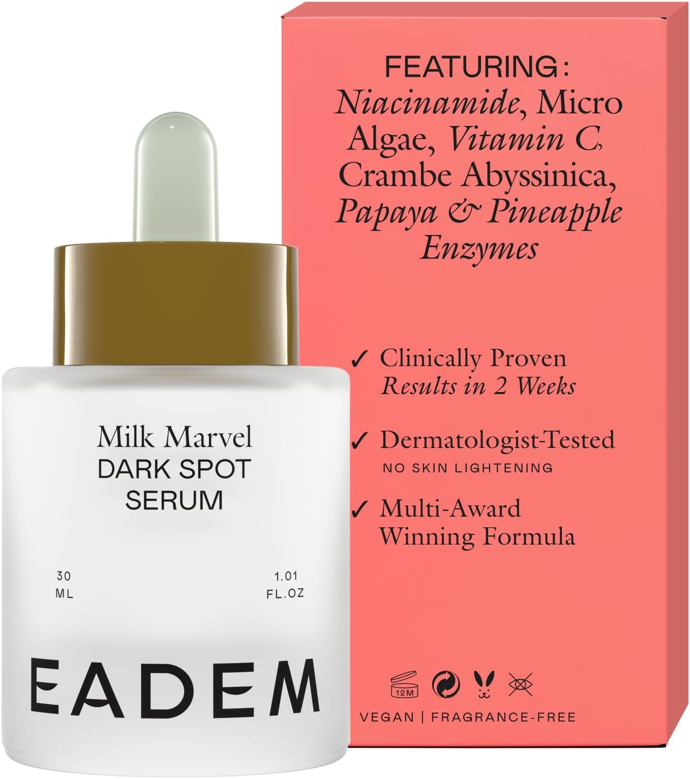 EADEM Milk Marvel Dark Spot Serum, Vitamin C Face Serum Infused with Niacinamide, Dark Spot Remover for Face and Body, Natural Dark Spot Corrector for Skin Care, 1 oz