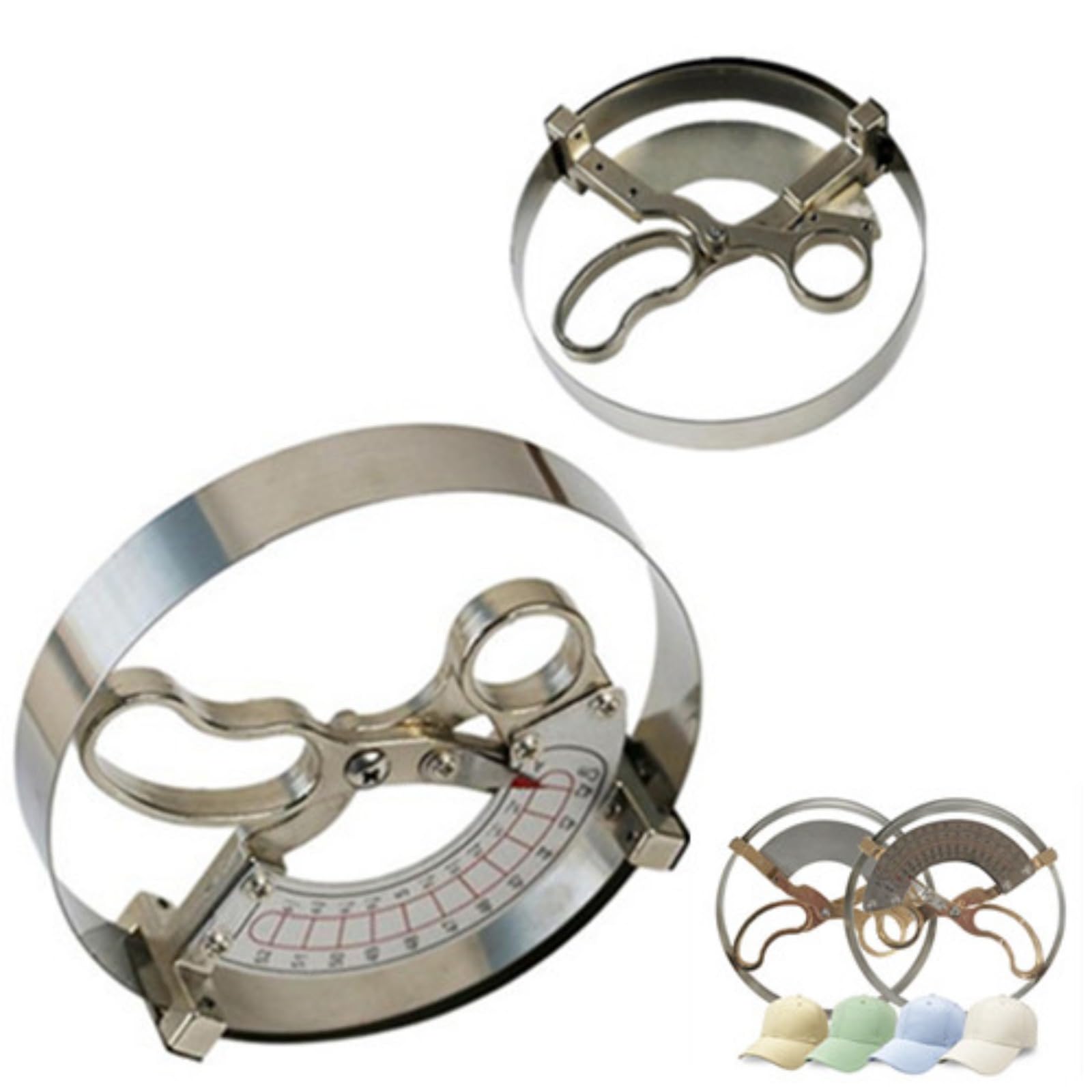 Righello con cappuccio in acciaio inossidabile righello per cappello a forbice Scala chiara Righello portatile in acciaio inossidabile Strumento manuale per la misurazione dell'anello del cappuccio