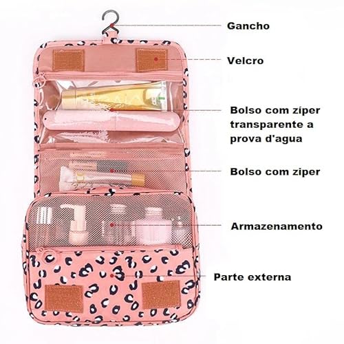 Nécessaire Bolsa Unissex Fitness Viagem Organizador De Maquiagem e Acessórios N-06 Cor: Rosa-Bolinha