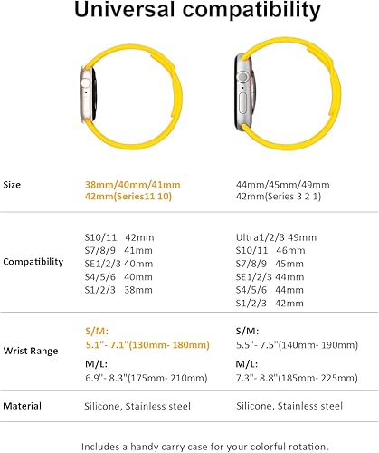 Miniatura 6 de Bands Compatible with Apple Watch Band 38mm 40mm 41mm 42mm 44mm 45mm 46mm 49mm for Women Men, Soft Silicone Sport Replacement Strap Wristbands for