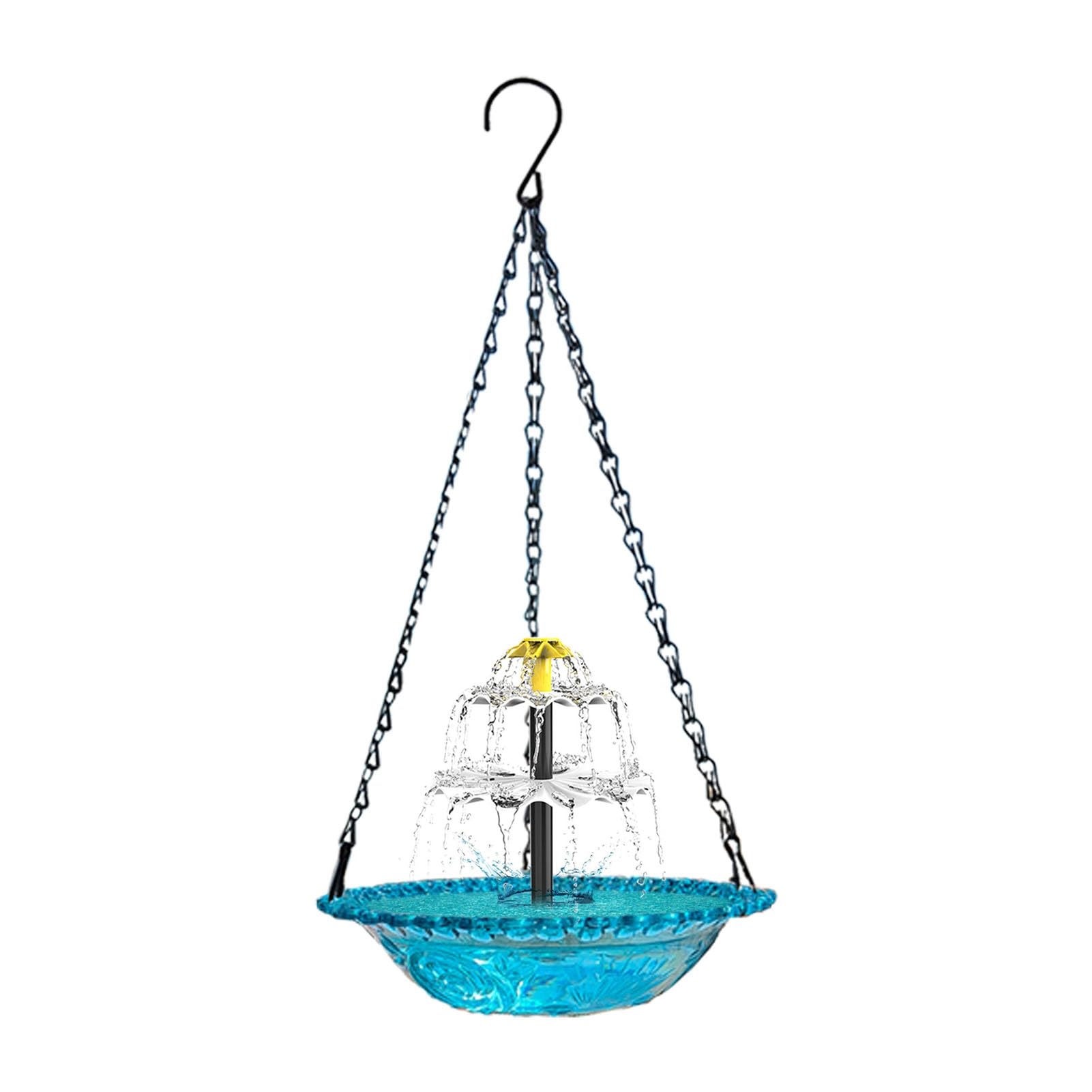 Solar Cascade Hanging Bird Bath Fountain, Birds Water Feeder Bowl, Easy-Clean, Solar Powered Bird Bath Water, Attracts Hummingbirds & Wild Birds for Garden Patio Backyard Blue
