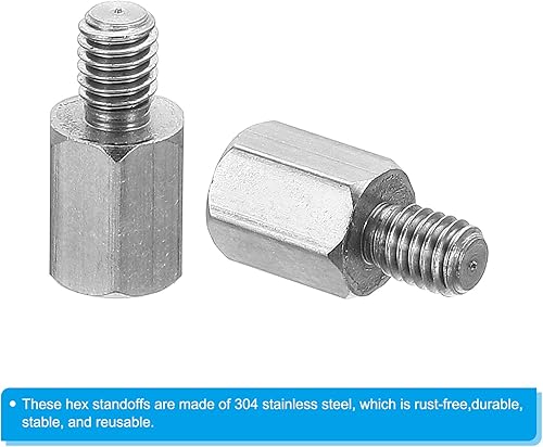 Miniatura 4 de PATIKIL M3x6mm+0.157 in - Separador hexagonal macho-hembra, paquete de 20 tornillos de separación de PCB de acero inoxidable para placas base, cajas