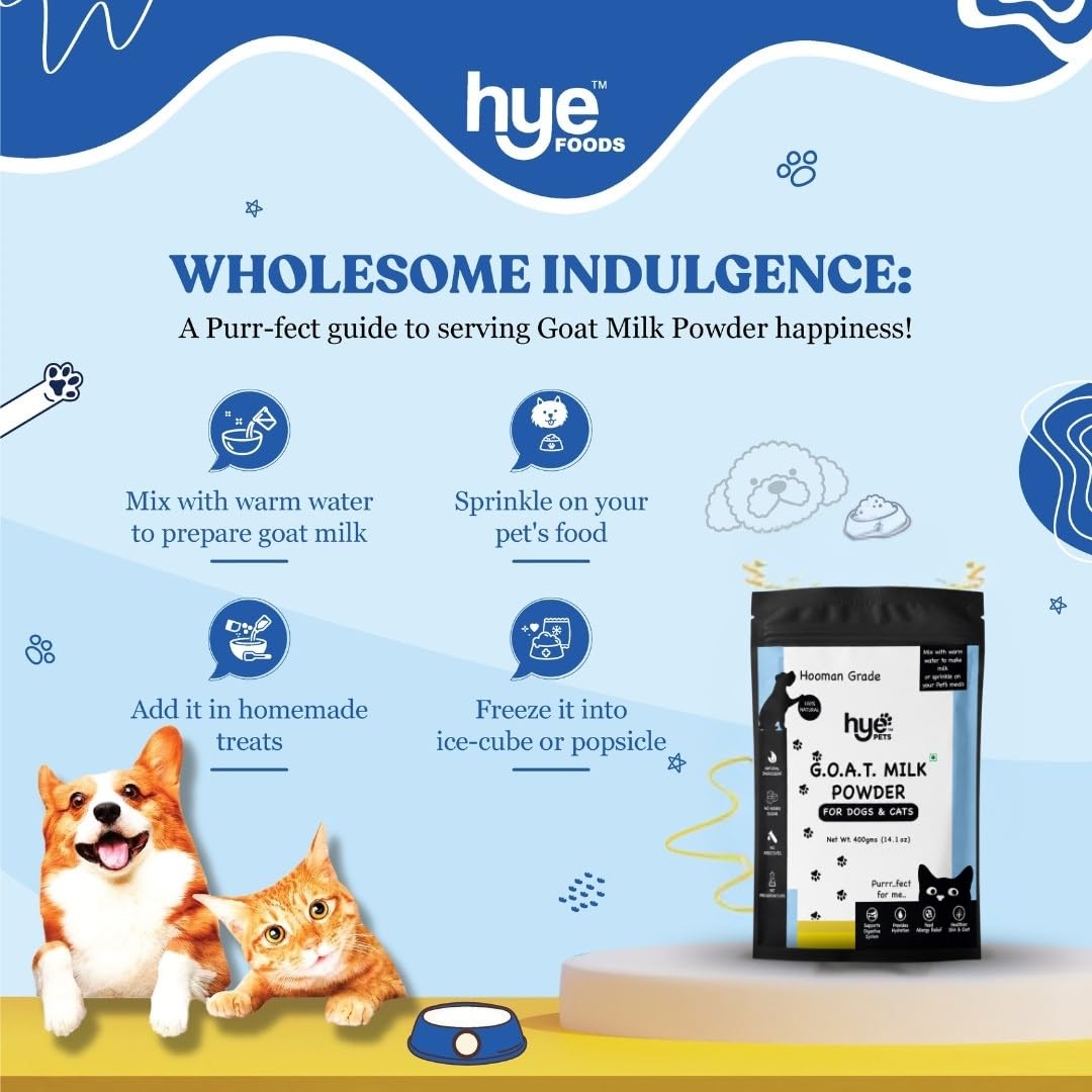 HYE Pets Goat Milk Powder for Pets | Nutrient-Rich Supplement for Happy and Healthy Dogs and Cats Food | 80 Servings Per Pack | 400g — Amazon image 6
