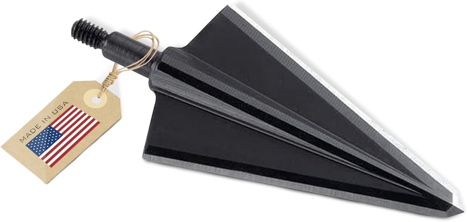 VPA 1 1/4" 2 Blade Double Bevel Broadhead, Screw-in, 1045 Carbon Tool Steel 50-52 Rockwell, 3 Pack, Made in The USA