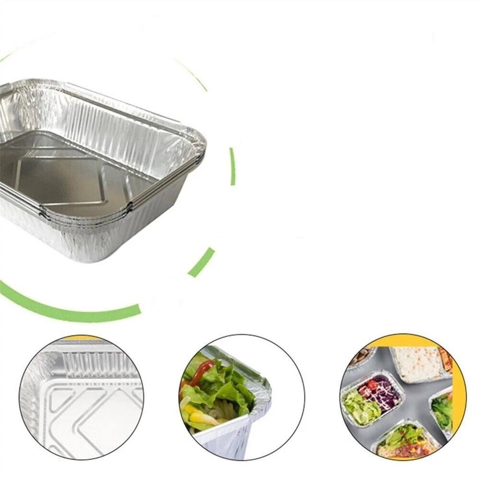 10/20/30/50 Cajas de Aluminio para Platos, bandejas para Catering, latas para Hornear Pasteles y Barbacoa (30 Unidades)
