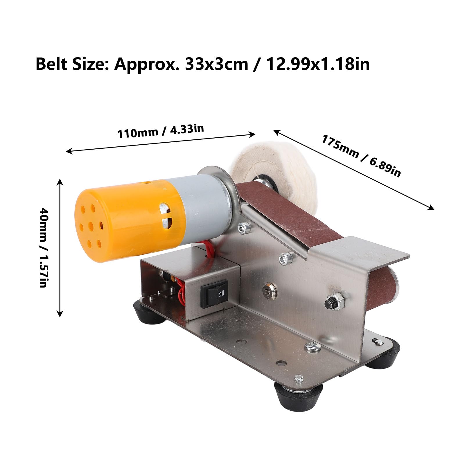 Ponceuse à Bande Stationnaire, Ponceuse à Rouleaux électrique Ponceuse à Bande avec Bandes Abrasives Disques de Ponçage Accessoires Machine de Polissage Réglable en 7 étapes avec
