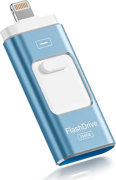 Apple MFi Certified 256GB Flash Drive for iPhone Thumb Drive Photo Stick, USB Memory Stick iPhone Flash Drive for Photos Videos, High Speed Jump Drive Compatible for iPhone/iPad/Android/PC (Blue)