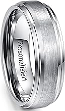 NUNCAD Rings Silver 7 mm Tungsten Ring Men's Simple Wedding Ring with Brushed Centre Men's Ring for Wedding, Engagement, Promise, Size 52 (16.6) - 72 (22.9)