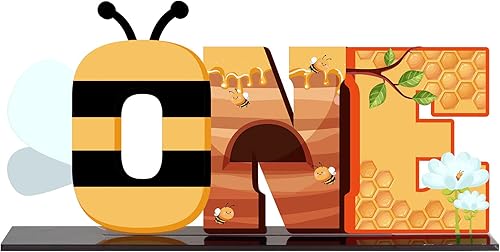 LINGTEER Centro de mesa de acrílico de un cumpleaños, feliz día de la abeja bebé primer cumpleaños, baby shower, decoración de fiesta de foto.