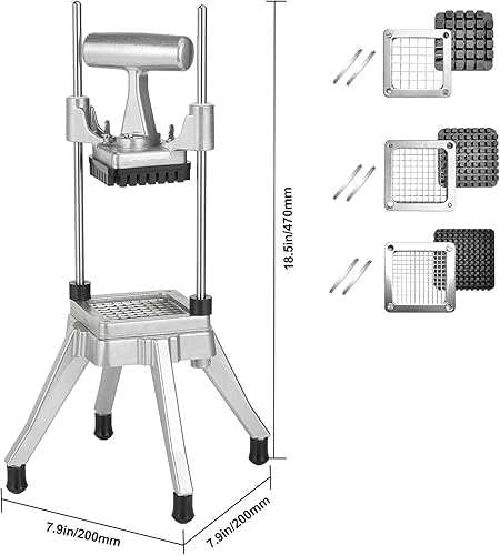 Miniatura 8 de Picador comercial de verduras y cortador de papas fritas de acero inoxidable, cortador de verduras de acero inoxidable, tamaños de cuchillas de 14