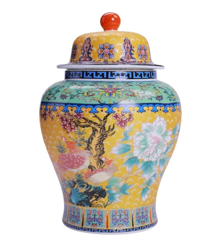 Ceramiczny wazon na słoik imbirowy z zamkniętą pokrywką, do dekoracji domu i przechowywania, dekoracyjny pojemnik na herbatę, idealny do eleganckich akcentów domowych