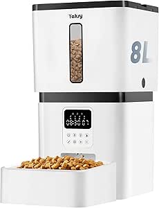 Automatic Dog Feeder Easy Setup - 8L/33 Cups Large Capacity Dog Food Dispenser Battery Operated with 180-Day Life - Timed Cat Feeder Record 20s Voice Desiccant Bag for Cats and Small Medium Dogs Yakry asin的图片