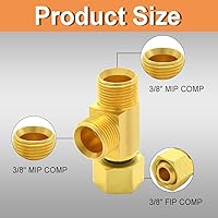 Vista 2 de Válvula Add-A-Tee de tope angular de latón, entrada de compresión de 3/8 pulgadas x salida de 3/8 pulgadas, paquete de 4