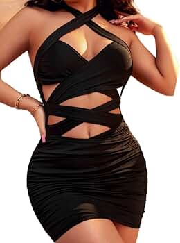 Sexy✖︎Cute BLACK naked dress★★★ Amazon.com: ZWTYSS Summer Sexy Casual Plain Mid Waist Solid