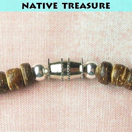 Native Treasure - 20 Inch Mens/Womens Dark Brown Black Coco, 2 White Puka Shell Necklace Or Bracelet - 5Mm (3/16") #TOP6