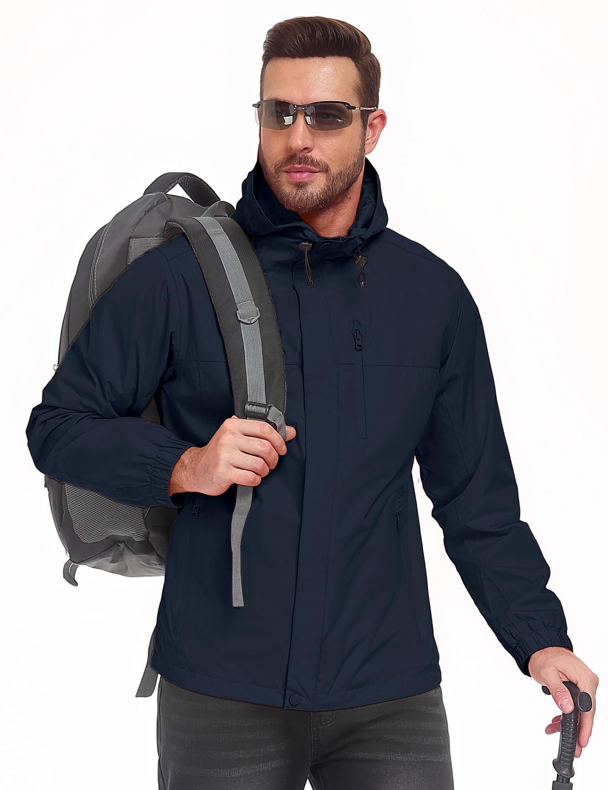 Xnova Chaqueta Impermeable Hombre Cortavientos Plegable con Capucha para Senderismo