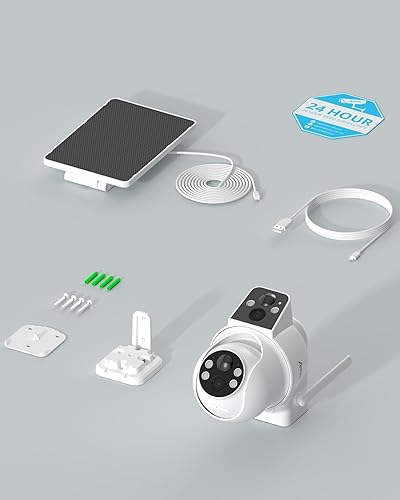 Miniatura 9 de ANRAN Cámara de seguridad solar de doble lente, cámara inalámbrica de 3MP para exteriores para seguridad del hogar, 100% sin cables con panel solar